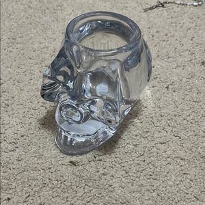 Clear Skull Glass Candle Holder